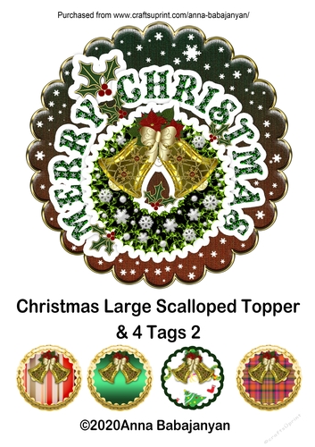 Christmas Large Scalloped Topper & 4 Tags 2