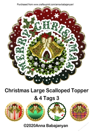 Christmas Large Scalloped Topper & 4 Tags 3