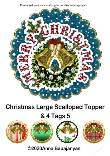 Christmas Large Scalloped Topper & 4 Tags 5