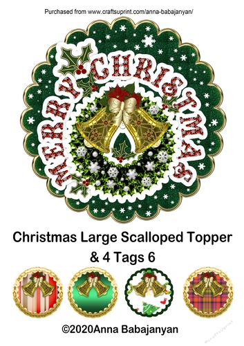 Christmas Large Scalloped Topper & 4 Tags 6