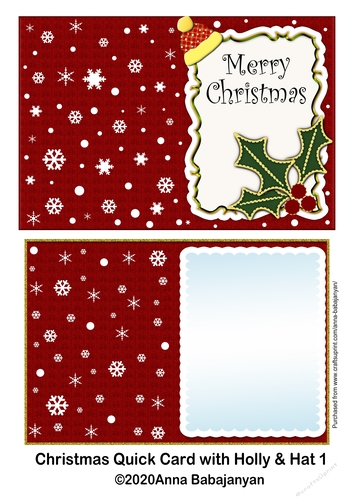 Christmas Quick Card with Holly & Hat 1