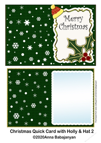Christmas Quick Card with Holly & Hat 2