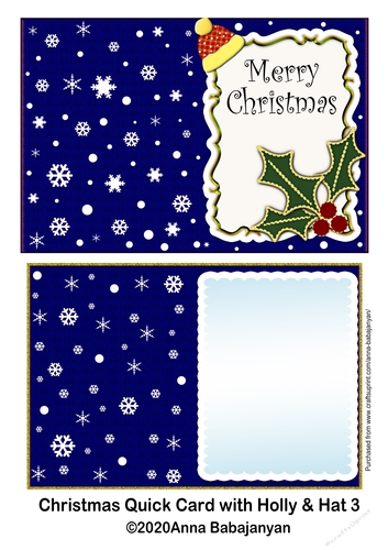 Christmas Quick Card with Holly & Hat 3