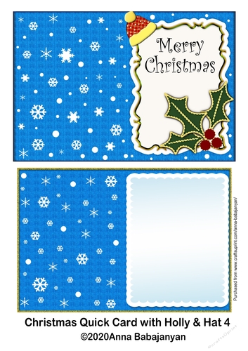 Christmas Quick Card with Holly & Hat 4