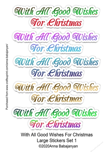 With All Good Wishes For Christmas Large Stickers Set 1