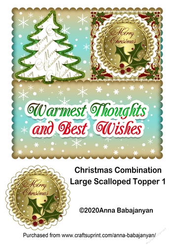 Christmas Combination Large Scalloped Topper 1