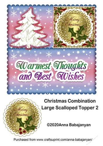 Christmas Combination Large Scalloped Topper 2