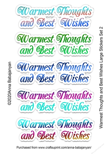 Warmest Thoughts and Best Wishes Large Stickers Set 2