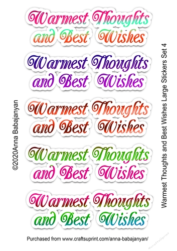 Warmest Thoughts and Best Wishes Large Stickers Set 4