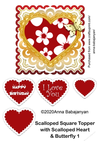 Scalloped Square Topper with Scalloped Heart & Butterfly 1
