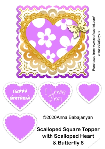 Scalloped Square Topper with Scalloped Heart & Butterfly 8
