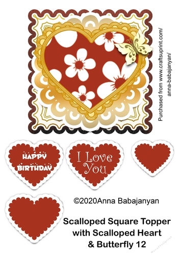 Scalloped Square Topper with Scalloped Heart & Butterfly 12