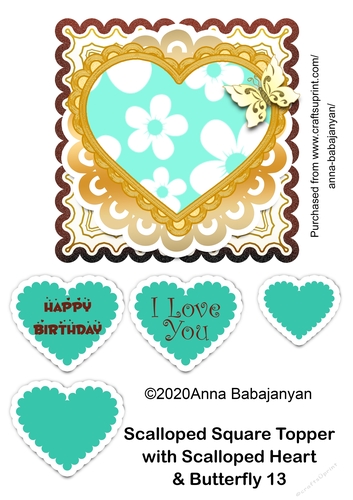 Scalloped Square Topper with Scalloped Heart & Butterfly 13