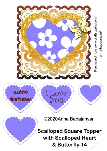 Scalloped Square Topper with Scalloped Heart & Butterfly 14