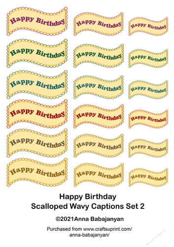 Happy Birthday Scalloped Wavy Captions Set 2