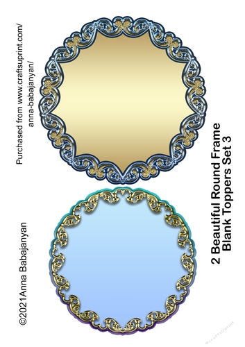 2 Beautiful Round Frame Blank Toppers Set 3