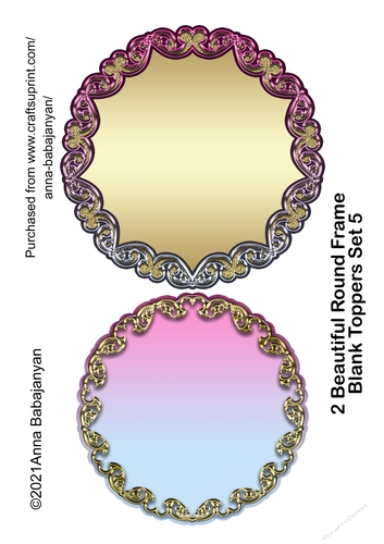 2 Beautiful Round Frame Blank Toppers Set 5