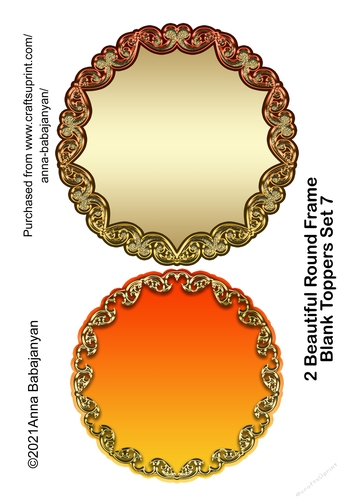 2 Beautiful Round Frame Blank Toppers Set 7