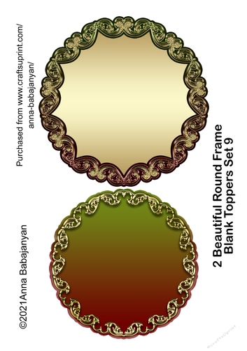 2 Beautiful Round Frame Blank Toppers Set 9