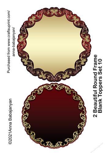 2 Beautiful Round Frame Blank Toppers Set 10