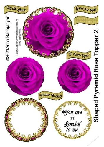 Shaped Pyramid Rose Topper 2