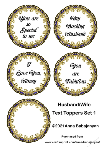 Husband Wife Text Toppers Set 1