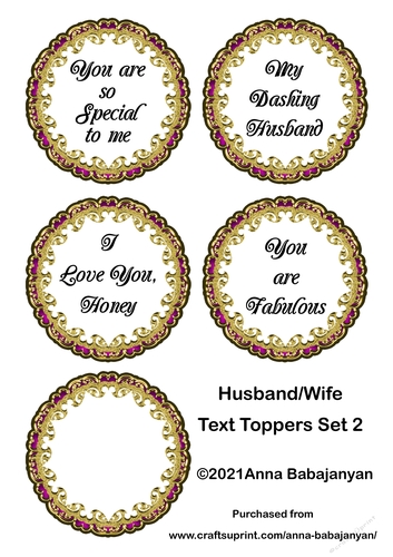 Husband Wife Text Toppers Set 2