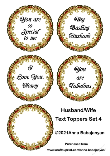 Husband Wife Text Toppers Set 4