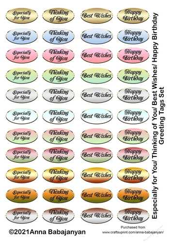 Especially for You Thinking of You Best Wishes Happy Birthday Greeting Tags Set