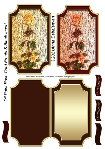 Oil Paint Rose Card Fronts & Blank Insert