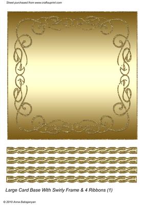 Large Card Base with Swirly Frame & 4 Ribbons (1)