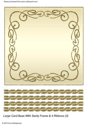 Large Card Base with Swirly Frame & 4 Ribbons (3)