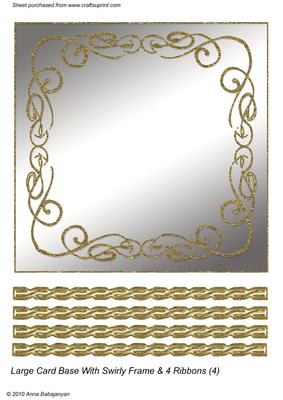 Large Card Base with Swirly Frame & 4 Ribbons (4)