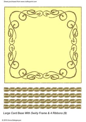 Large Card Base with Swirly Frame & 4 Ribbons (9)