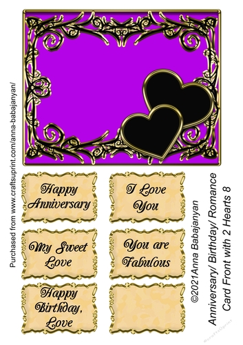 Anniversary Birthday Romance Card Front with 2 Hearts 8