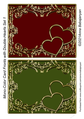 Mono-Color Card Fronts with Double-Hearts Set 1