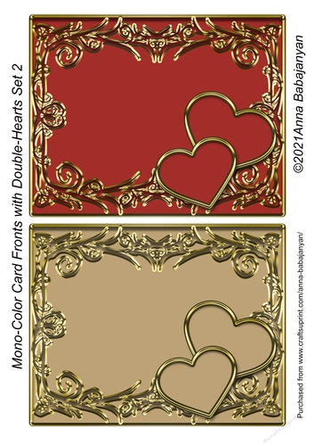 Mono-Color Card Fronts with Double-Hearts Set 2