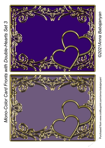 Mono-Color Card Fronts with Double-Hearts Set 3