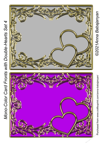 Mono-Color Card Fronts with Double-Hearts Set 4