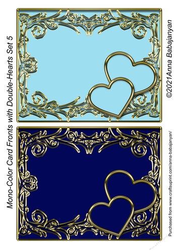 Mono-Color Card Fronts with Double-Hearts Set 5