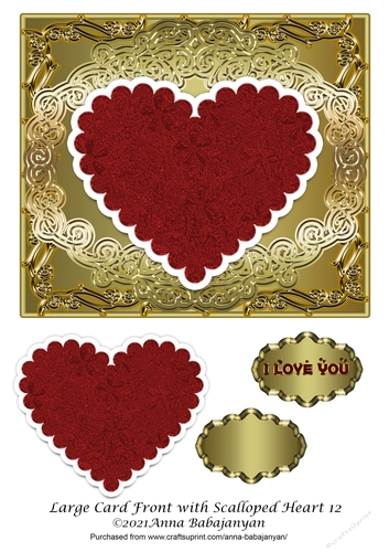 Large Card Front with Scalloped Heart 12
