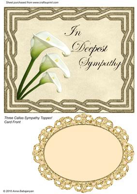 Three Callas Sympathy Card Topper / Card Front