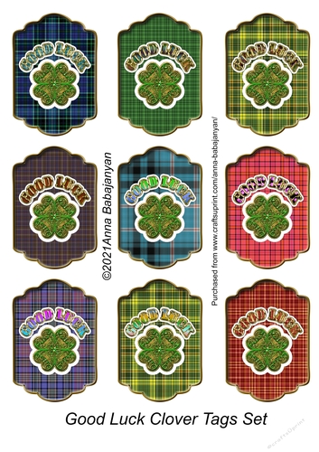 Good Luck Clover Tags Set