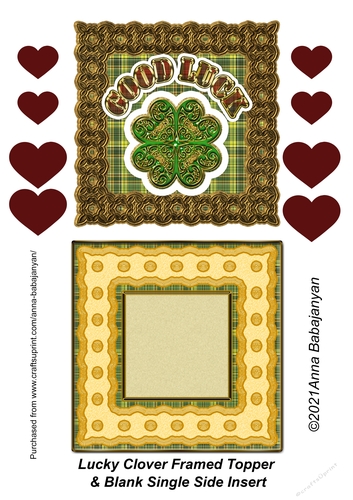 Lucky Clover Framed Topper & Blank Single Side Insert