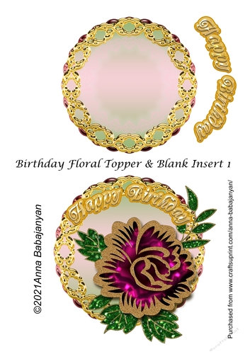 Birthday Floral Topper & Blank Insert 1