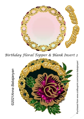 Birthday Floral Topper & Blank Insert 2