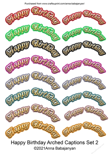 Happy Birthday Arched Captions Set 2