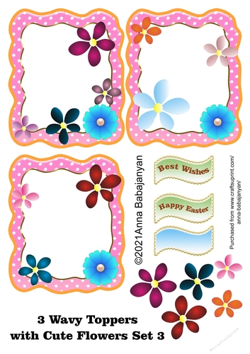3 Wavy Toppers with Cute Flowers Set 3