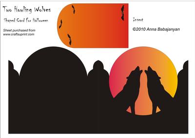 Two Howling Wolves Shaped Card for Halloween