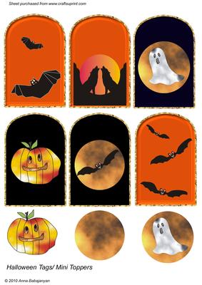 Halloween Tags /mini Toppers